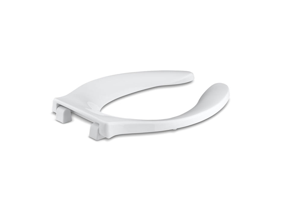 KOHLER K-4731-GC Stronghold Commercial elongated toilet seat with integrated handle and Quiet-Close check hinge, white