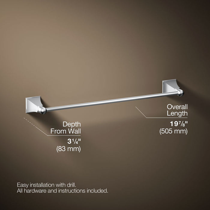 KOHLER K-485 Memoirs Stately 18" towel bar, polished chrome - view 4