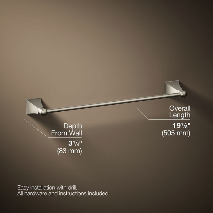 KOHLER K-485 Memoirs Stately 18" towel bar, vibrant brushed nickel - view 5