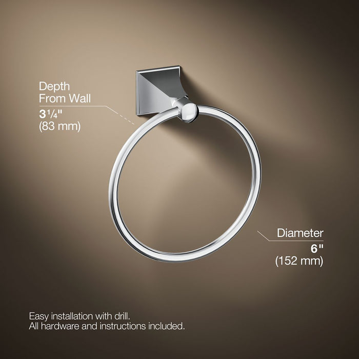 KOHLER K-487 Memoirs Stately Towel ring, polished chrome - view 5
