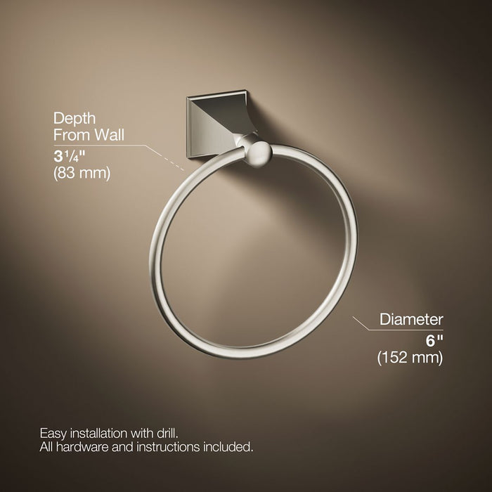 KOHLER K-487 Memoirs Stately Towel ring, vibrant brushed nickel - view 4