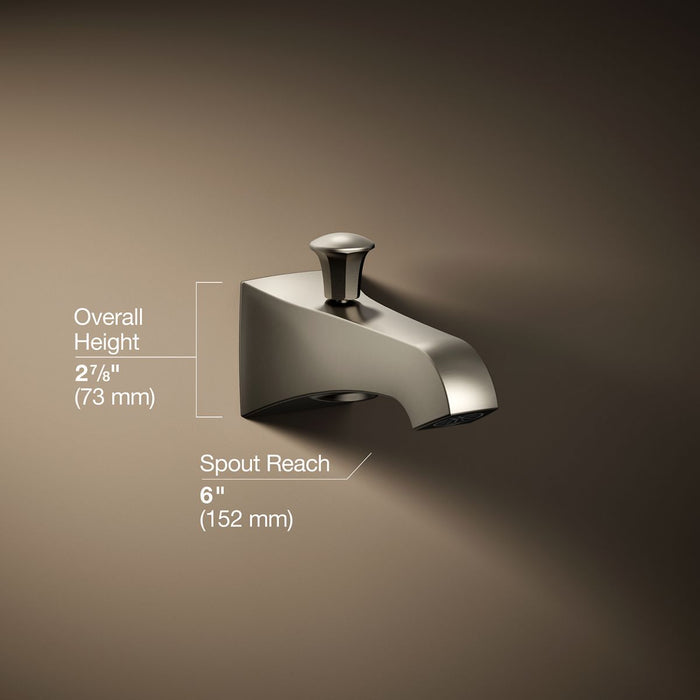KOHLER K-496 Memoirs Stately Wall-mount bath spout with diverter, vibrant brushed nickel - view 2
