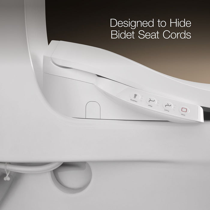 KOHLER K-5172-HC San Souci Hidden cord one-piece compact elongated toilet with concealed trapway, 1.28 gpf toilet, biscuit