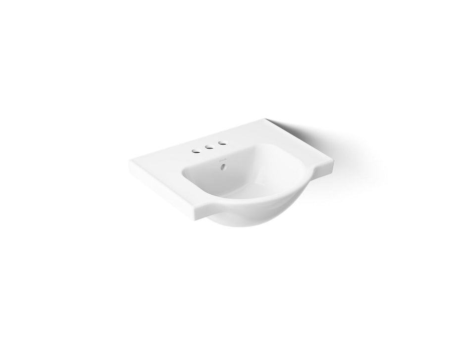 KOHLER K-5247-4 Veer 21" square pedestal bathroom sink, white