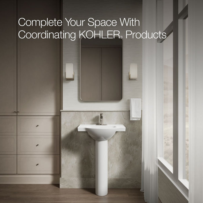 KOHLER K-5248-4 Veer 24" square pedestal bathroom sink, white - view 4