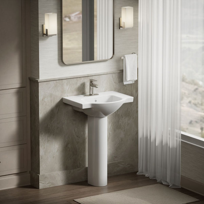KOHLER K-5248-4 Veer 24" square pedestal bathroom sink, white - view 5