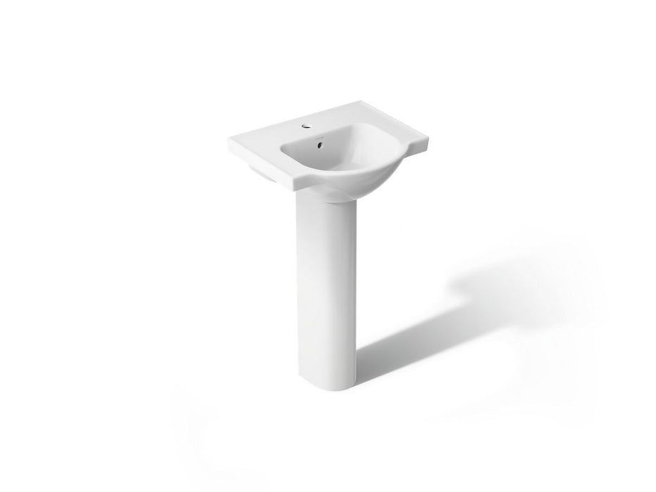 KOHLER K-5265-1 Veer 21" Rectangular Pedestal Bathroom Sink, White - 3/4 view of product