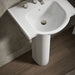 KOHLER K-5265-8 Veer 21" Rectangular Pedestal Bathroom Sink, White - Shows close up detail of product in room