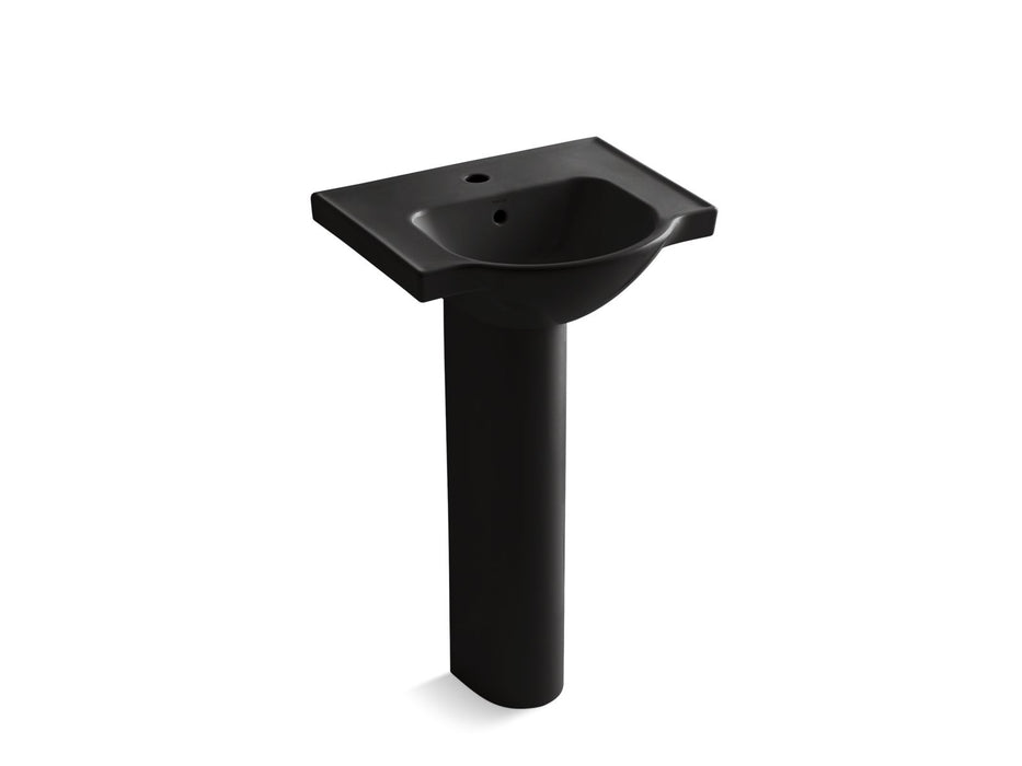 KOHLER K-5265-1 Veer 21" Rectangular Pedestal Bathroom Sink, black black