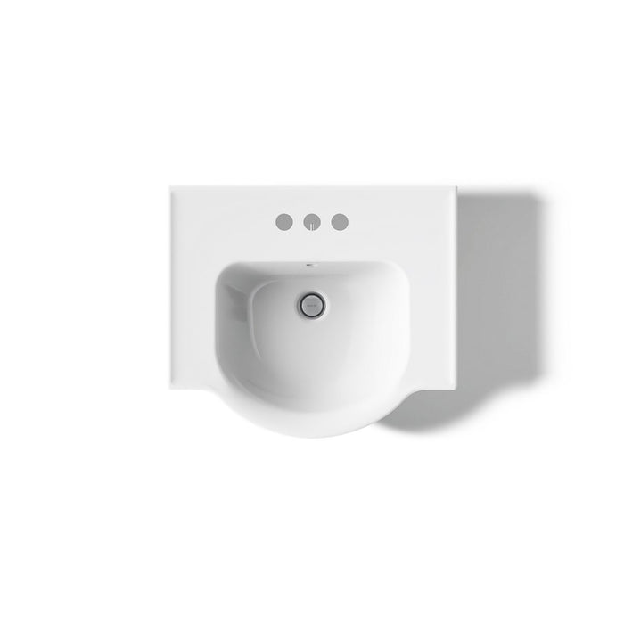 KOHLER K-5265-4 Veer 21" Rectangular Pedestal Bathroom Sink, white - view 3