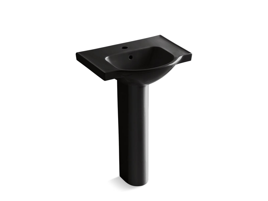 KOHLER K-5266-1 Veer 24" Rectangular Pedestal Bathroom Sink, black black