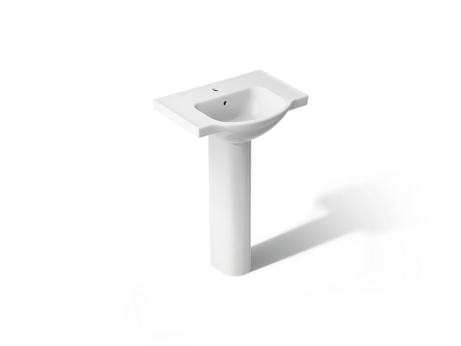 KOHLER K-5266-1 Veer 24" Rectangular Pedestal Bathroom Sink, white