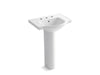 KOHLER K-5266-8 Veer 24" Rectangular Pedestal Bathroom Sink, white
