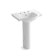 KOHLER K-5266-8 Veer 24" Rectangular Pedestal Bathroom Sink, white
