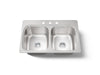 KOHLER K-5267-3 Verse 33" top-mount double-bowl kitchen sink, stainless steel