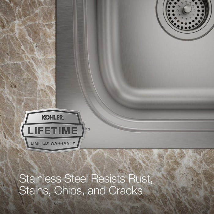KOHLER K-5267-3 Verse 33" top-mount double-bowl kitchen sink, stainless steel - view 2