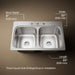 KOHLER K-5267-3 Verse 33" top-mount double-bowl kitchen sink, stainless steel - view 5