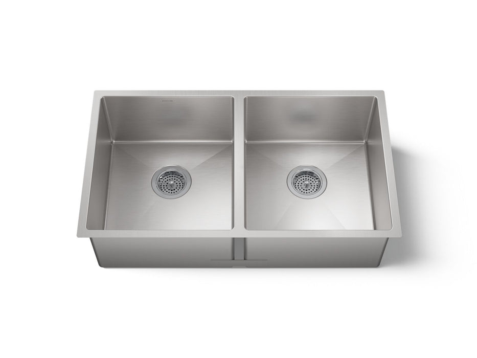 KOHLER K-5281 Strive 32" undermount double-bowl kitchen sink with accessories, stainless steel