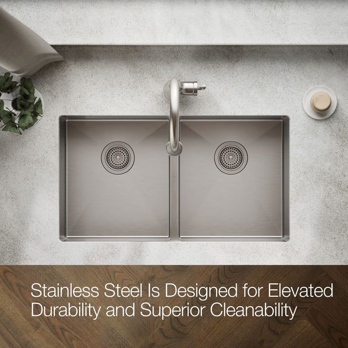 KOHLER K-5281 Strive 32" undermount double-bowl kitchen sink with accessories, stainless steel - view 4