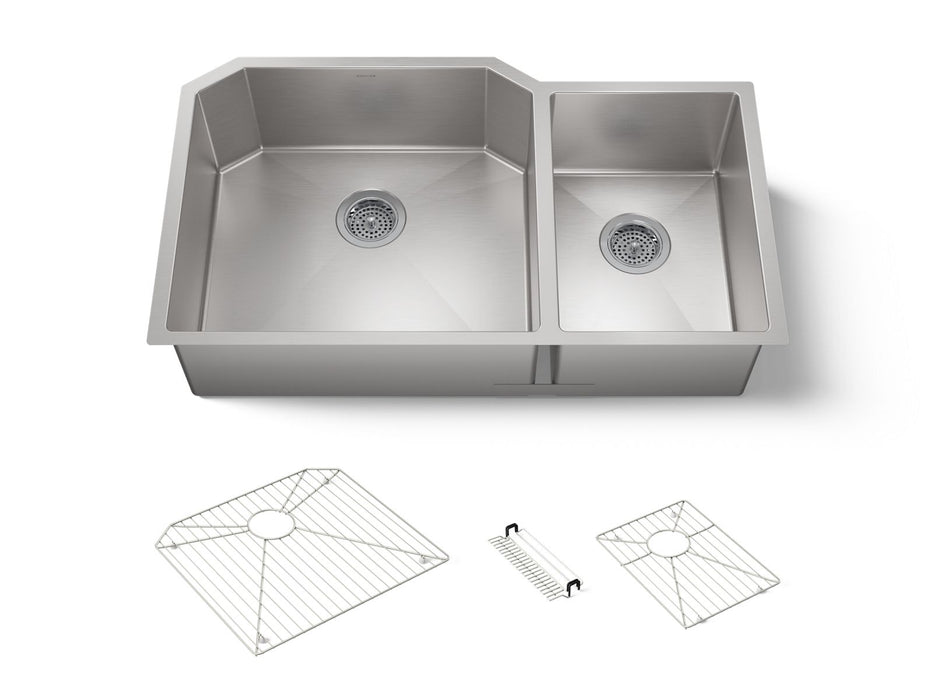 KOHLER K-5282 Strive 35-1/2" undermount double-bowl kitchen sink, stainless steel