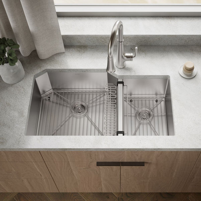 KOHLER K-5282 Strive 35-1/2" undermount double-bowl kitchen sink, stainless steel - view 5