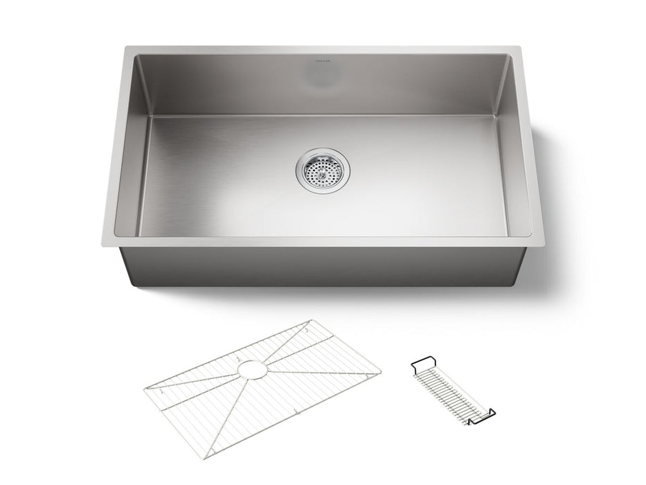 KOHLER K-5285 Strive 32" undermount single-bowl kitchen sink with accessories, stainless steel