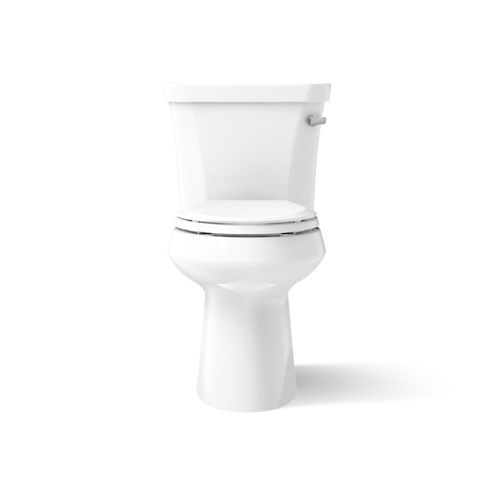 KOHLER K-5298-RA Highline Two-piece Elongated Toilet, 1.0 GPF, White - front view of product
