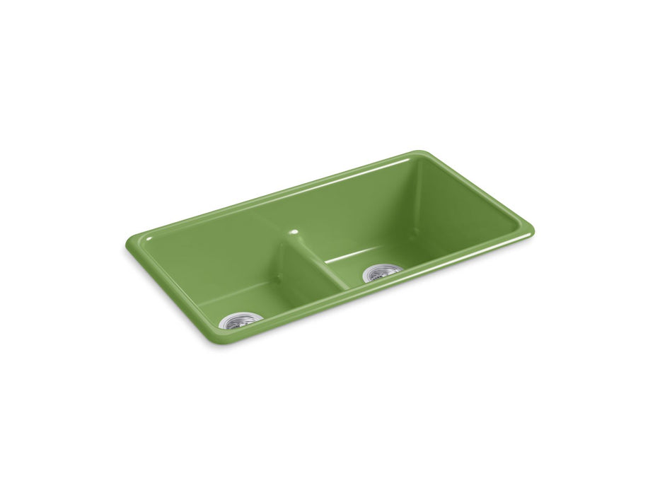 KOHLER K-5312 Iron/Tones Smart Divide 33" top-/undermount double-bowl kitchen sink, fresh green