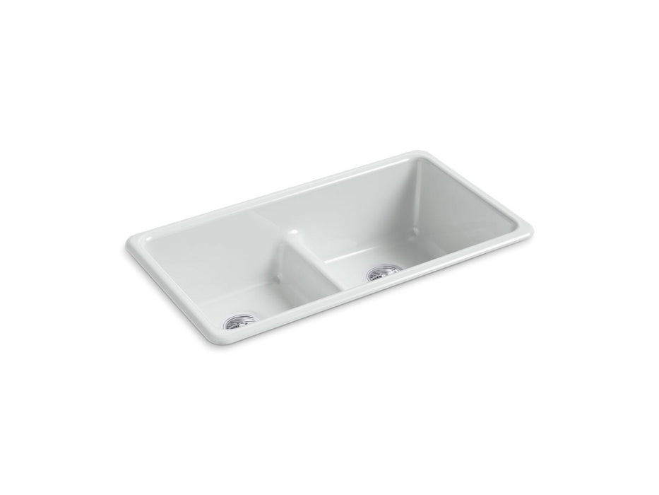 KOHLER K-5312 Iron/Tones Smart Divide 33" top-/undermount double-bowl kitchen sink, ice grey