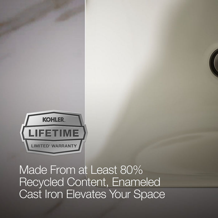KOHLER K-5400 Iron Plains 18-1/2" rectangular drop-in/undermount bathroom sink, biscuit - view 2