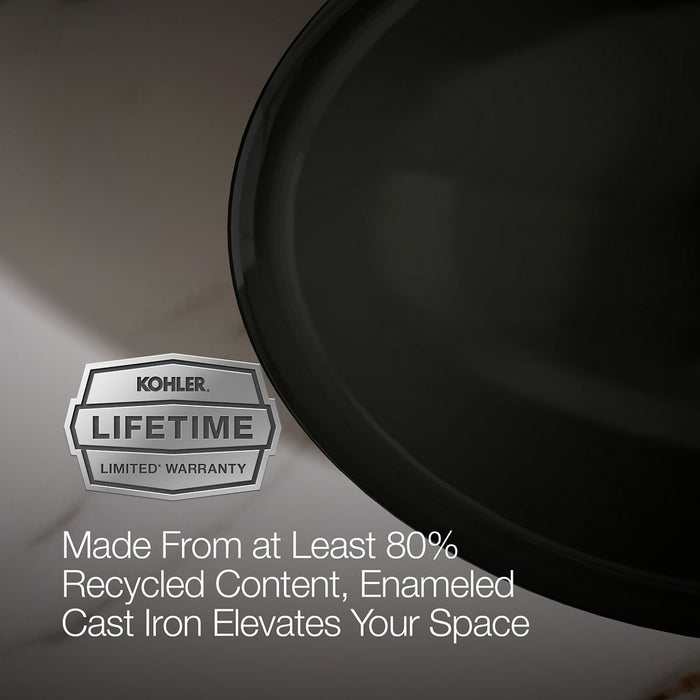 KOHLER K-5403-P5 Iron Plains 20-3/4" oval vessel bathroom sink, black black - view 2