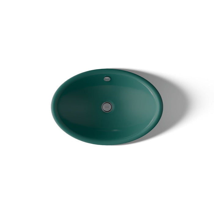 KOHLER K-5403-PAT Iron Plains 20-3/4" oval vessel bathroom sink, teal exterior with teal interior - view 3