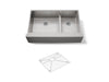 KOHLER K-5416 Strive Smart Divide 35-1/2" undermount double-bowl farmhouse kitchen sink, stainless steel