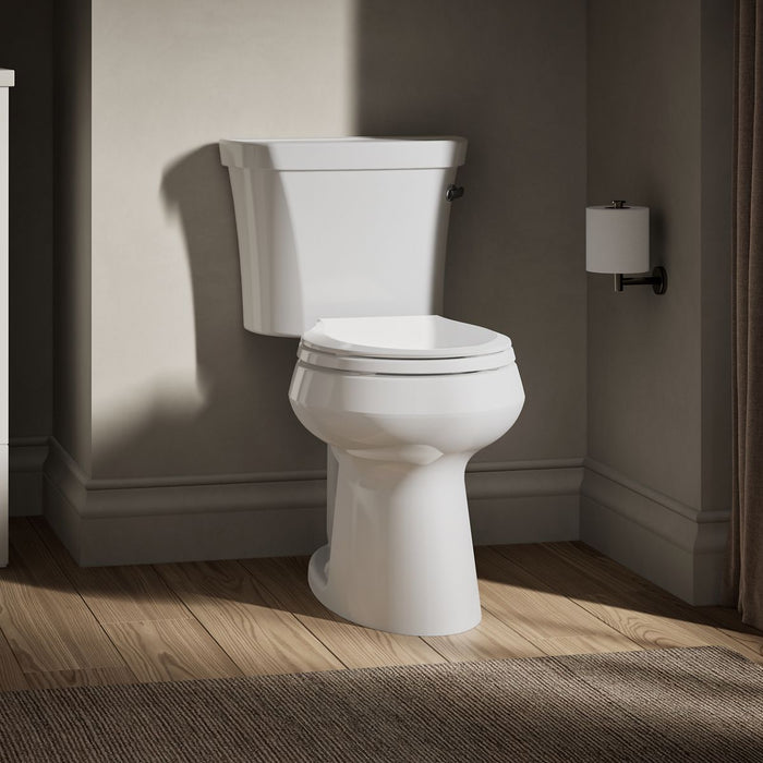 KOHLER K-5481-RA Highline ComForteeight Two-piece round-front 1.28 gpf chair height toilet with right-hand trip lever - White
