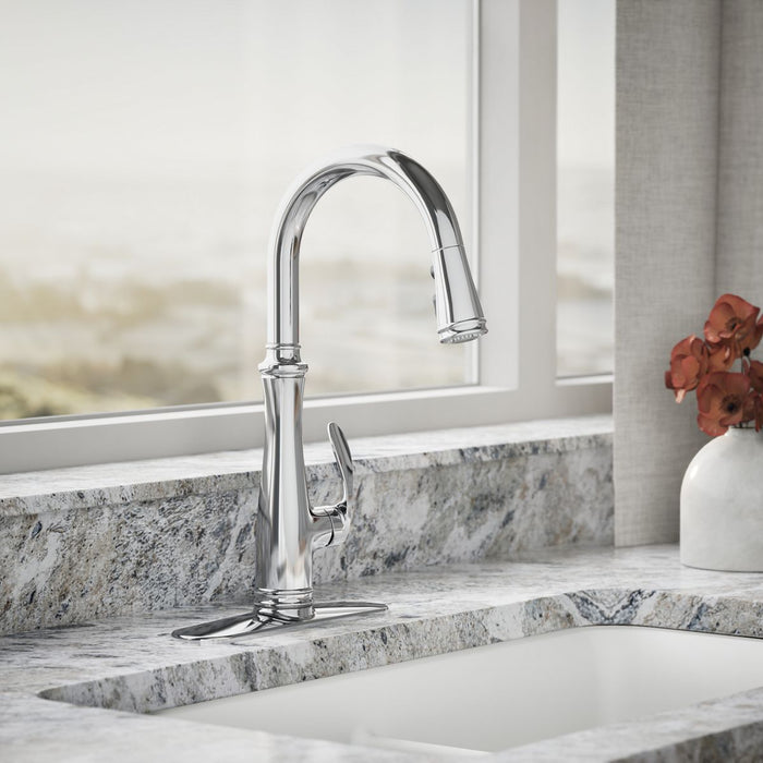 KOHLER K-560 Bellera Pull-down kitchen sink faucet with three-function sprayhead, polished chrome - view 3