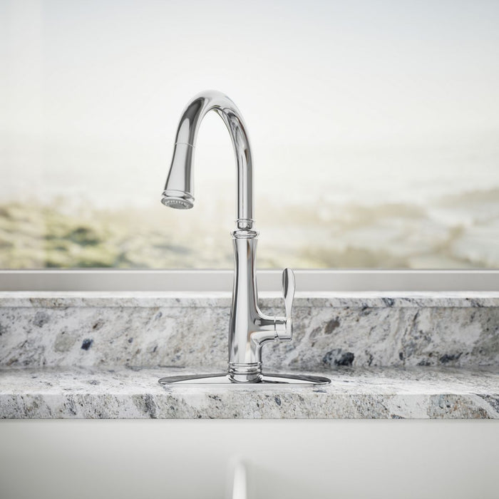 KOHLER K-560 Bellera Pull-down kitchen sink faucet with three-function sprayhead, polished chrome - view 4