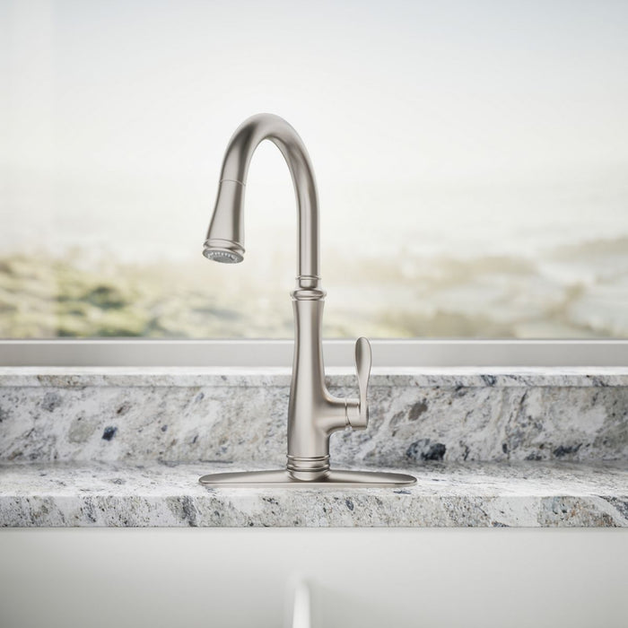 KOHLER K-560 Bellera Pull-down kitchen sink faucet with three-function sprayhead, vibrant stainless - view 4