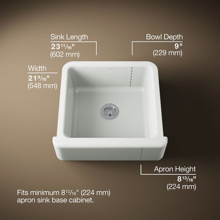 KOHLER K-5665 Whitehaven 23-1/2" undermount single-bowl farmhouse kitchen sink