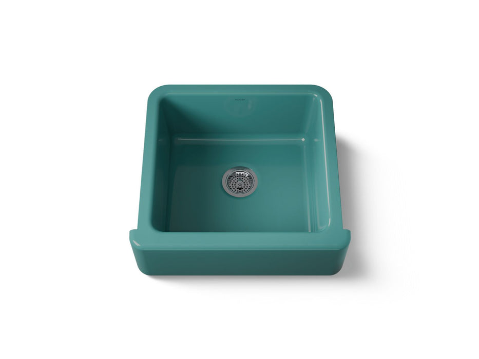 KOHLER K-5665 Whitehaven 23-1/2" undermount single-bowl farmhouse kitchen sink, teal