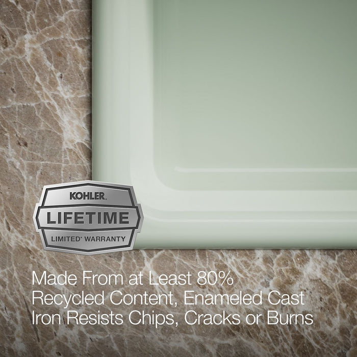 KOHLER K-5707 Iron/Tones 33" top-/undermount single-bowl kitchen sink, aspen green - view 3