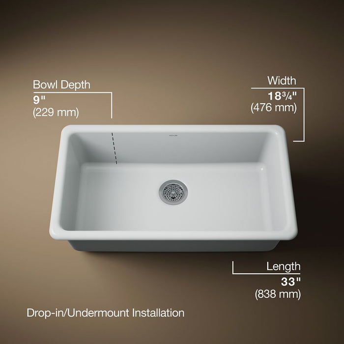 KOHLER K-5707 Iron/Tones 33" top-/undermount single-bowl kitchen sink