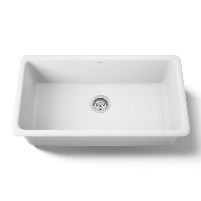 KOHLER K-5707 Iron/Tones 33" top-/undermount single-bowl kitchen sink, white - view 5
