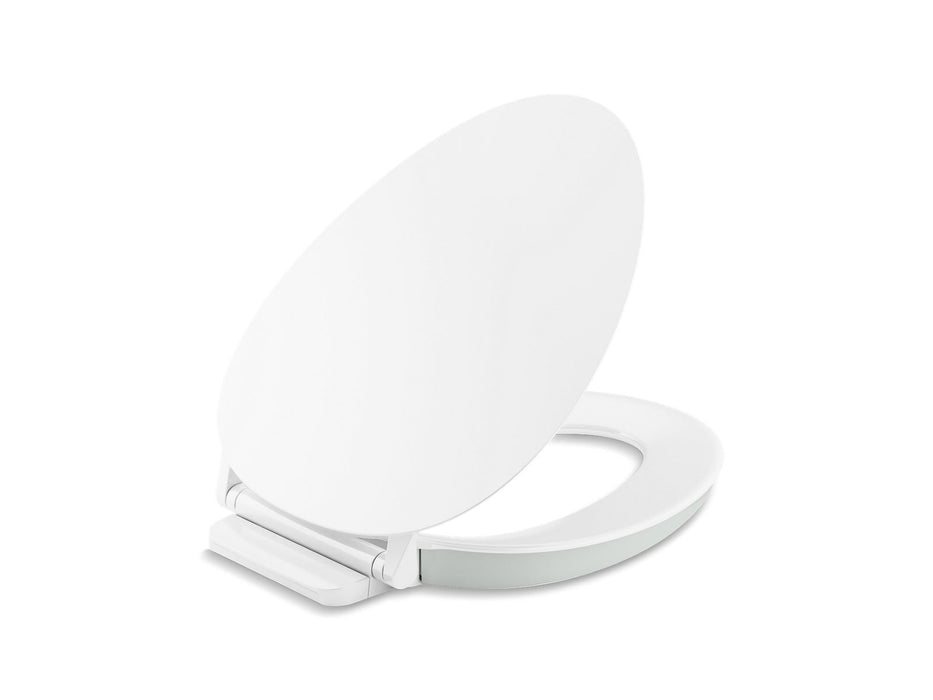 KOHLER K-57777-GCF Cymbal ReadyLatch Quiet-Close elongated toilet seat, white
