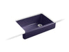 KOHLER K-5826 Whitehaven 32-1/2" undermount single-bowl farmhouse kitchen sink, indigo blue