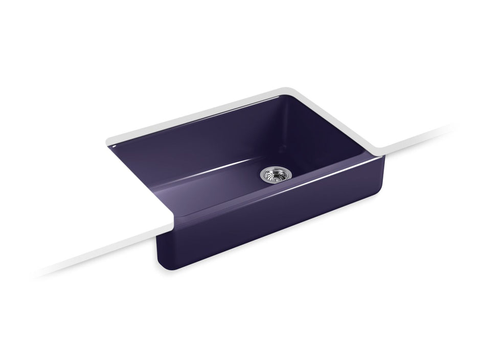 KOHLER K-5826 Whitehaven 32-1/2" undermount single-bowl farmhouse kitchen sink, indigo blue