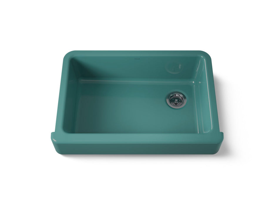 KOHLER K-5826 Whitehaven 32-1/2" undermount single-bowl farmhouse kitchen sink, teal