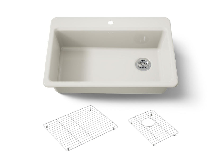 KOHLER K-5871 Riverby 33" Top-mount Single-bowl Kitchen Sink, biscuit