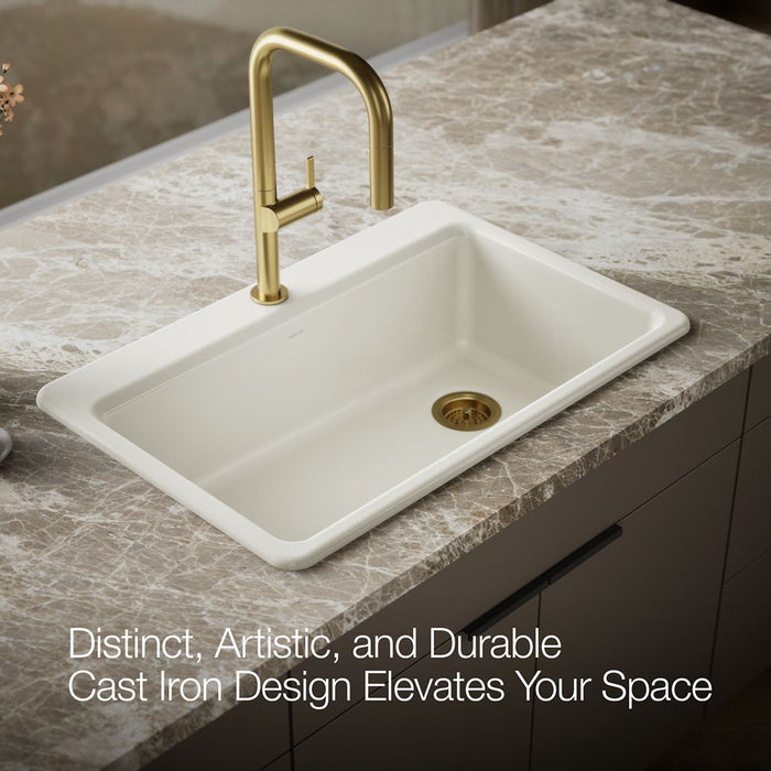 KOHLER K-5871 Riverby 33" Top-mount Single-bowl Kitchen Sink, biscuit - view 4