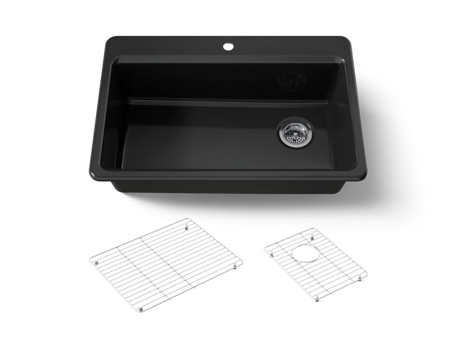 KOHLER K-5871 Riverby 33" Top-mount Single-bowl Kitchen Sink, black black