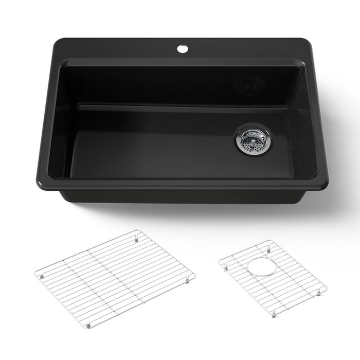 KOHLER K-5871 Riverby 33" Top-mount Single-bowl Kitchen Sink, black black - view 5